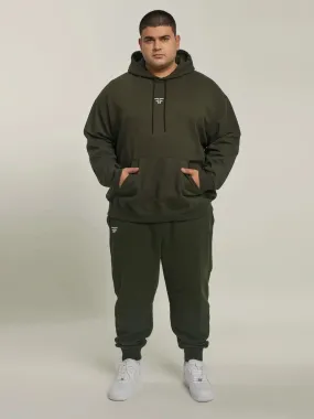 || PLUS SIZE MILITARY GREEN THERMAL CO-ORD SET (HOODIE & JOGGER COMBO) ||