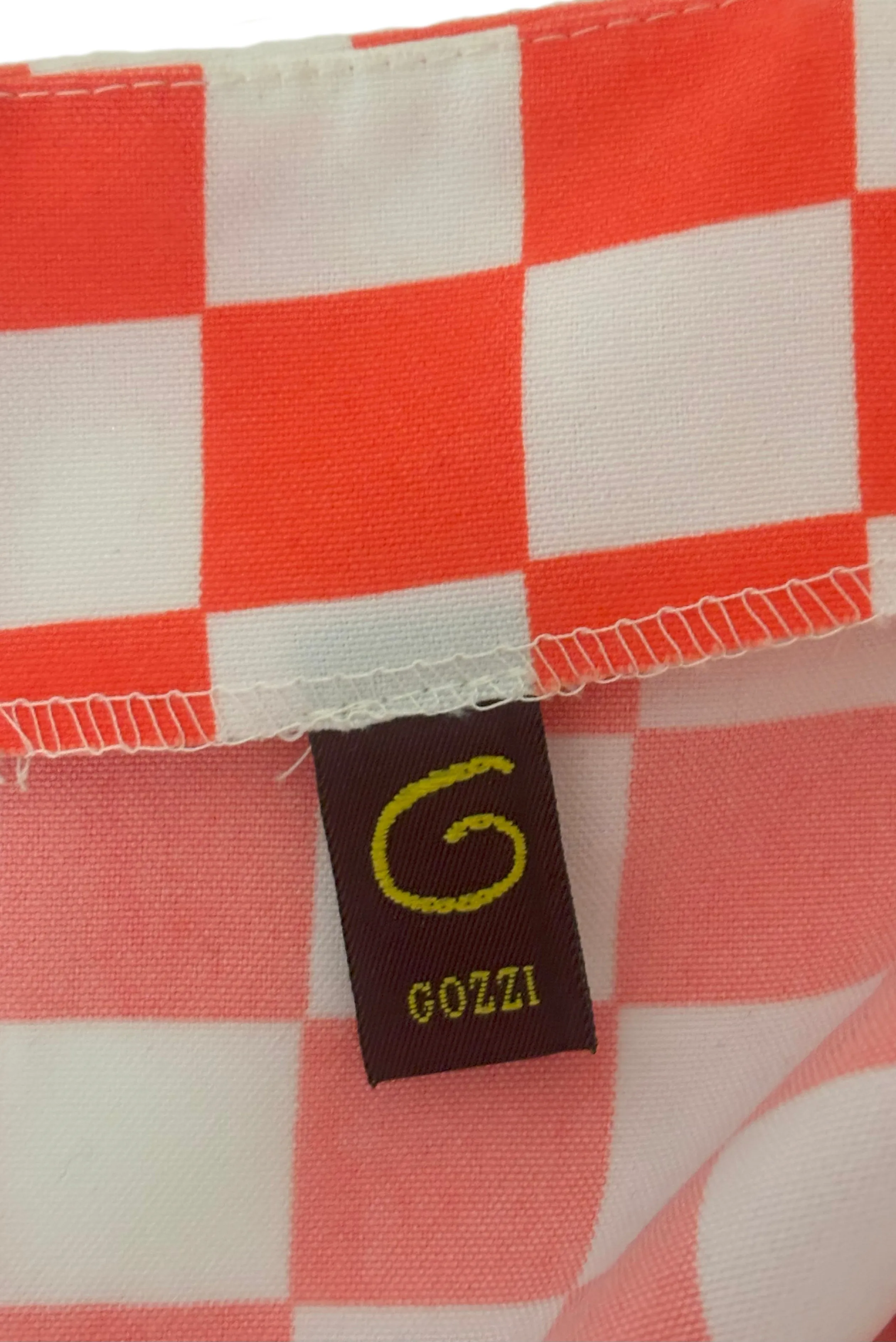 1990s Does 1960s Vintage Mod Orange and White Checkered Micro Mini Skirt w/ White Belt by Gozzi, Small to Medium