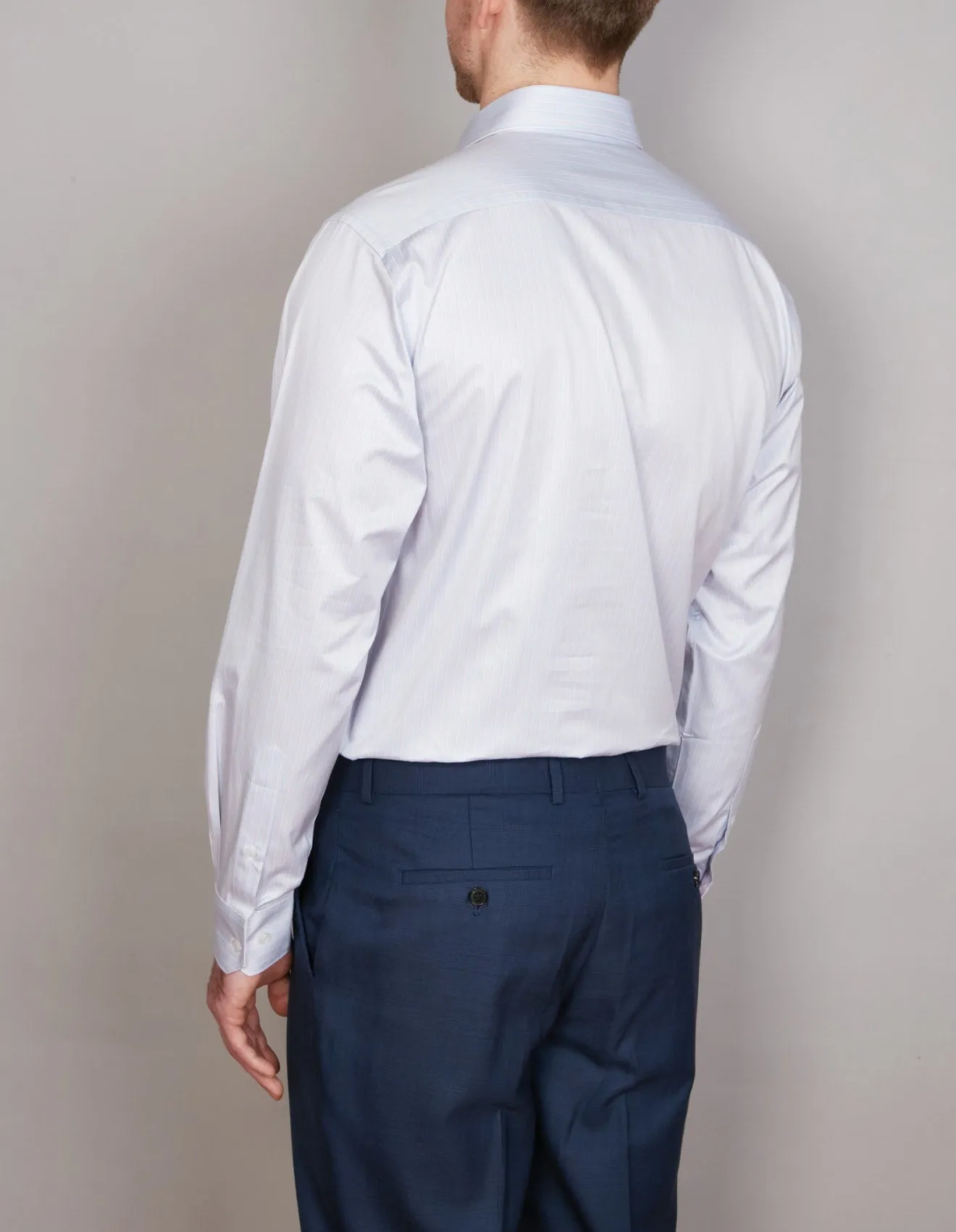 Abelard - Long Sleeve Business Shirt - Stripe - Sky Blue & Pale Pink