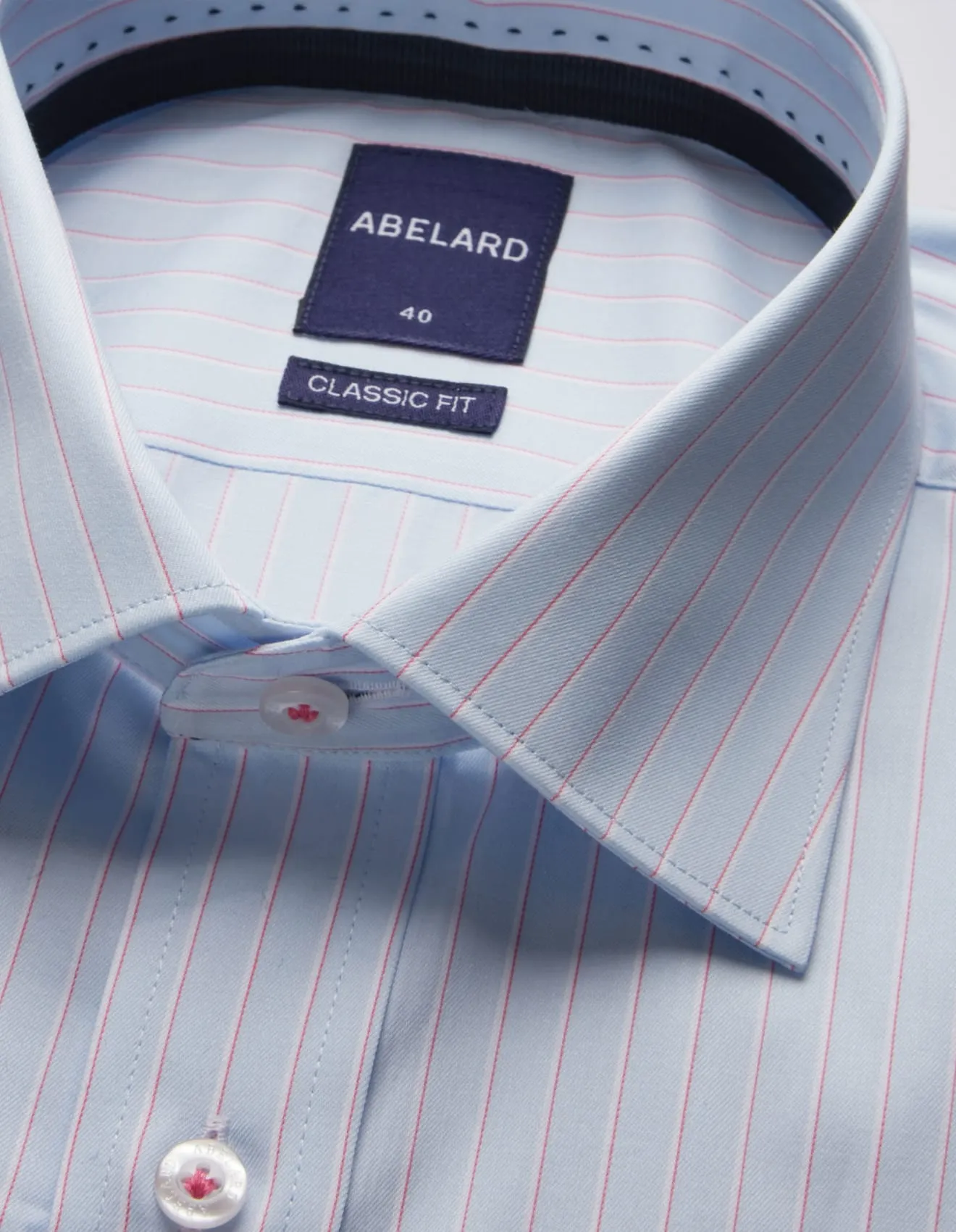 Abelard - Long Sleeve Business Shirt - Stripe - Sky Blue & Pale Pink