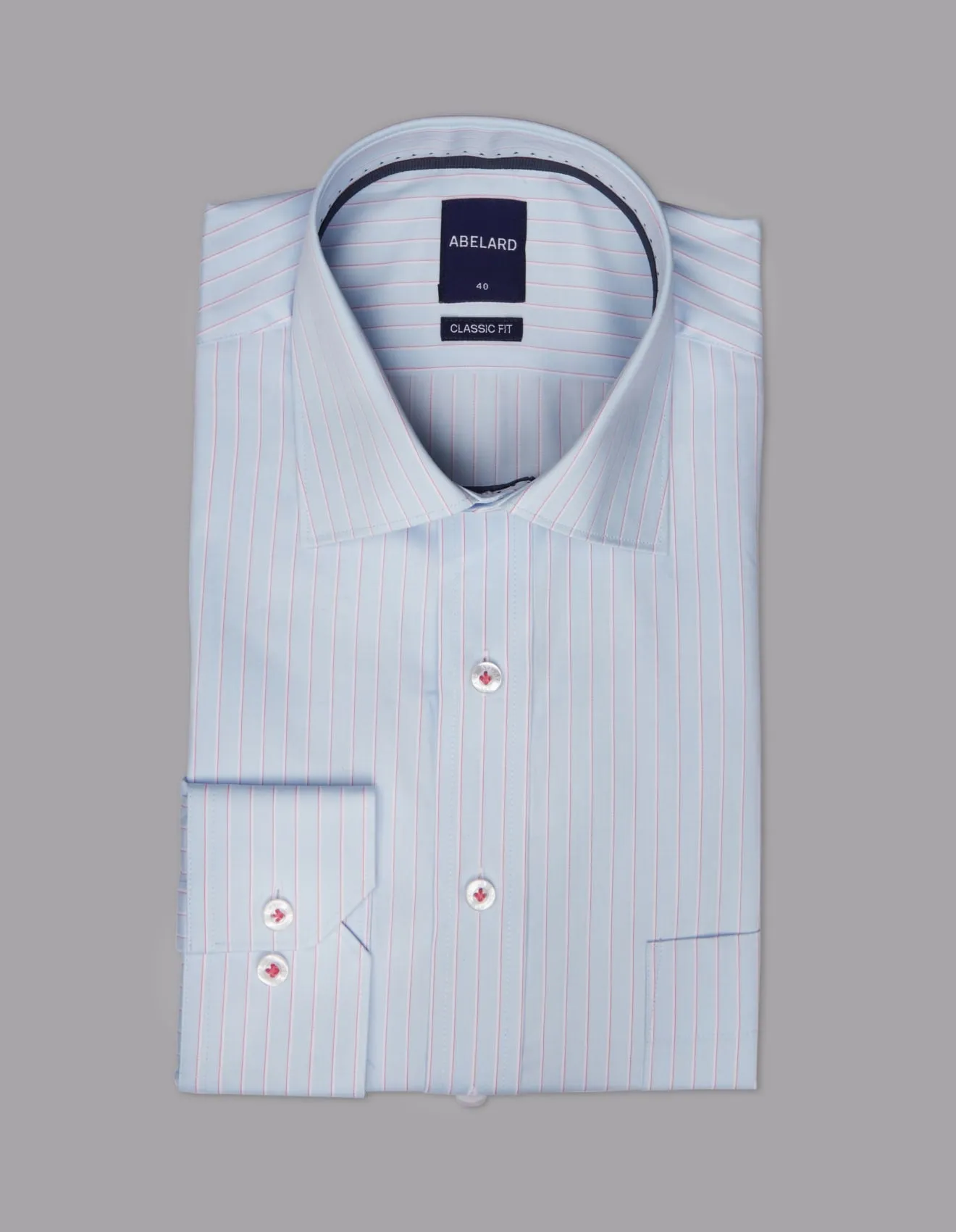 Abelard - Long Sleeve Business Shirt - Stripe - Sky Blue & Pale Pink