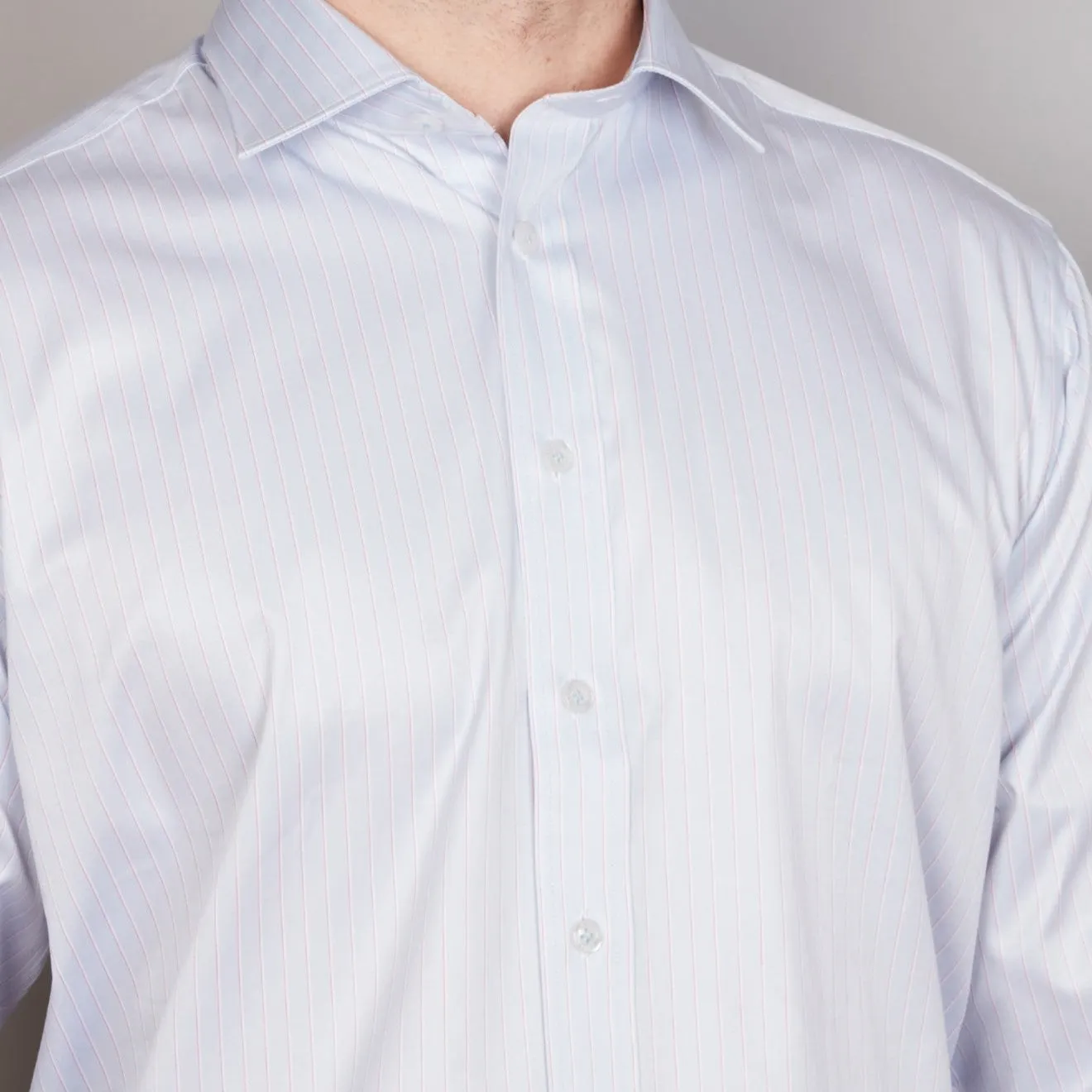 Abelard - Long Sleeve Business Shirt - Stripe - Sky Blue & Pale Pink