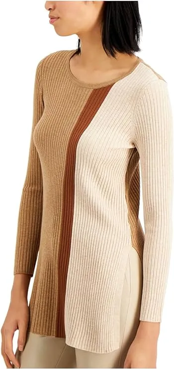 Alfani Women's Colorblock Tunic Sweater  Color Black Multi Size M
