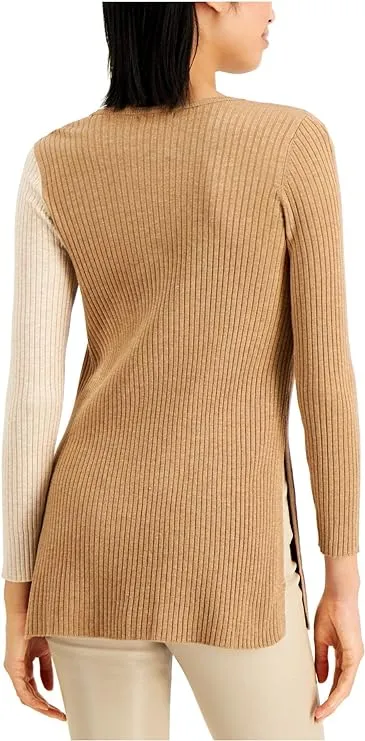 Alfani Women's Colorblock Tunic Sweater  Color Black Multi Size M