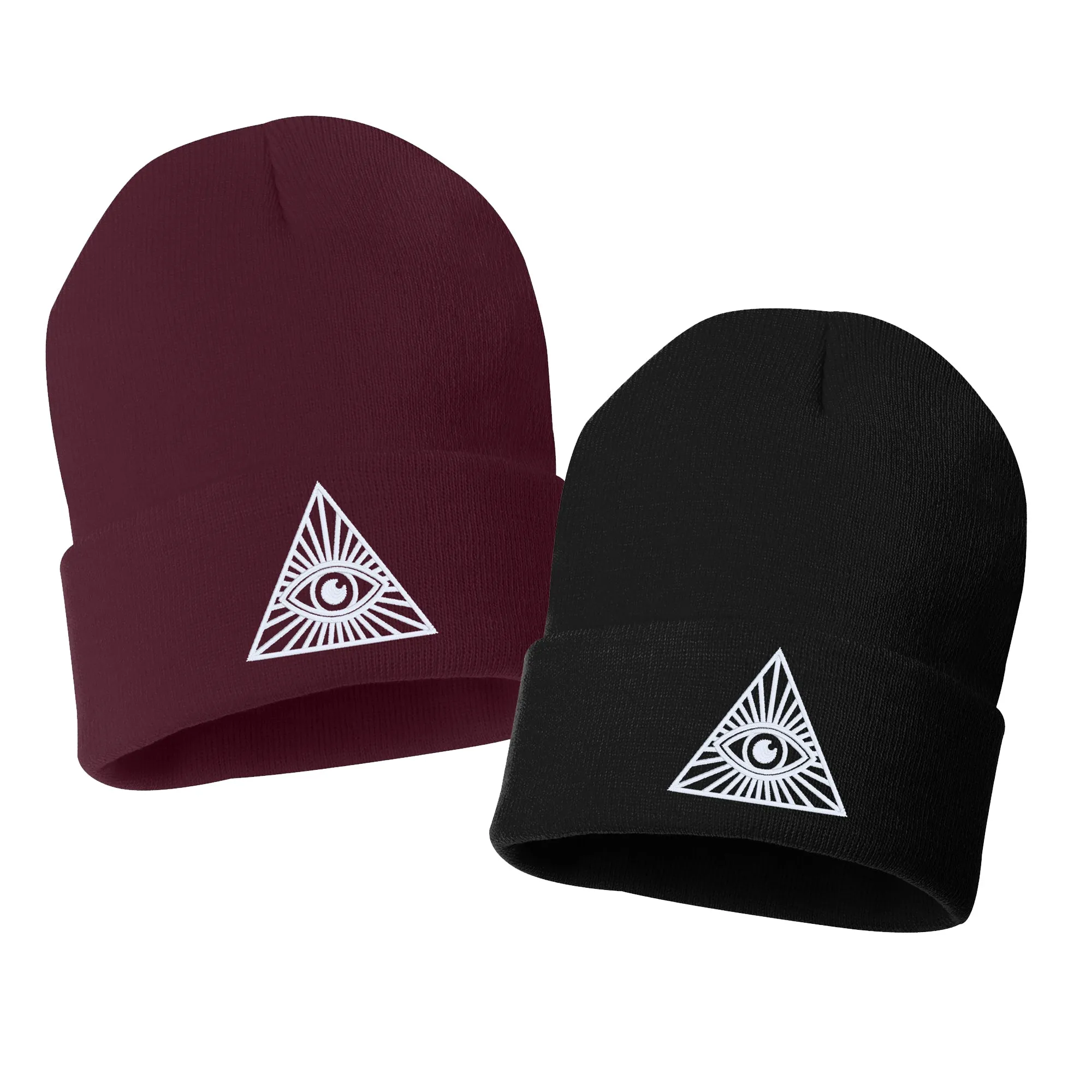 ALL SEEING EYE Embroidered Cuffed Beanie Hat