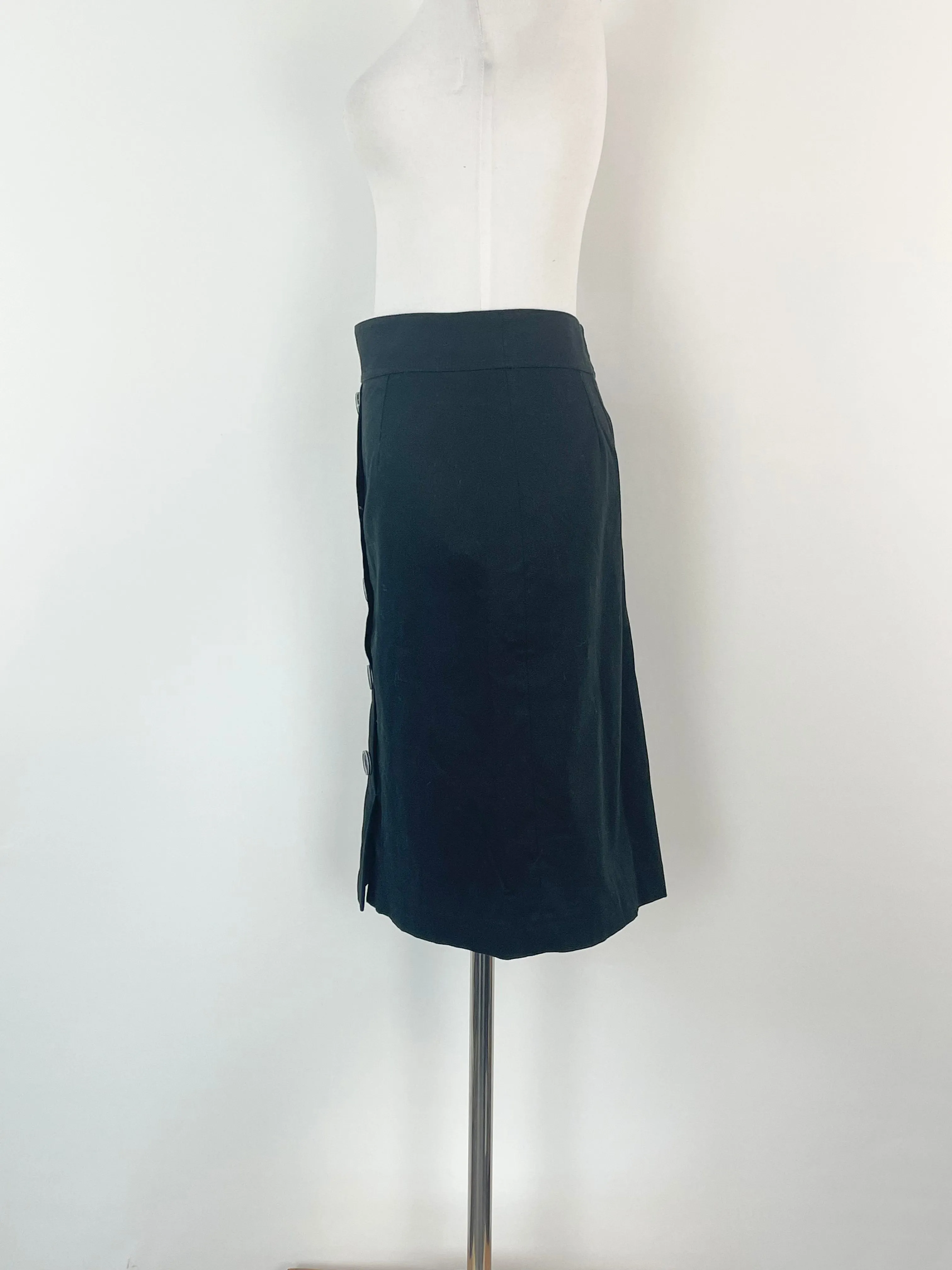 Anthea Crawford Black Button Up Midi Skirt - AU10