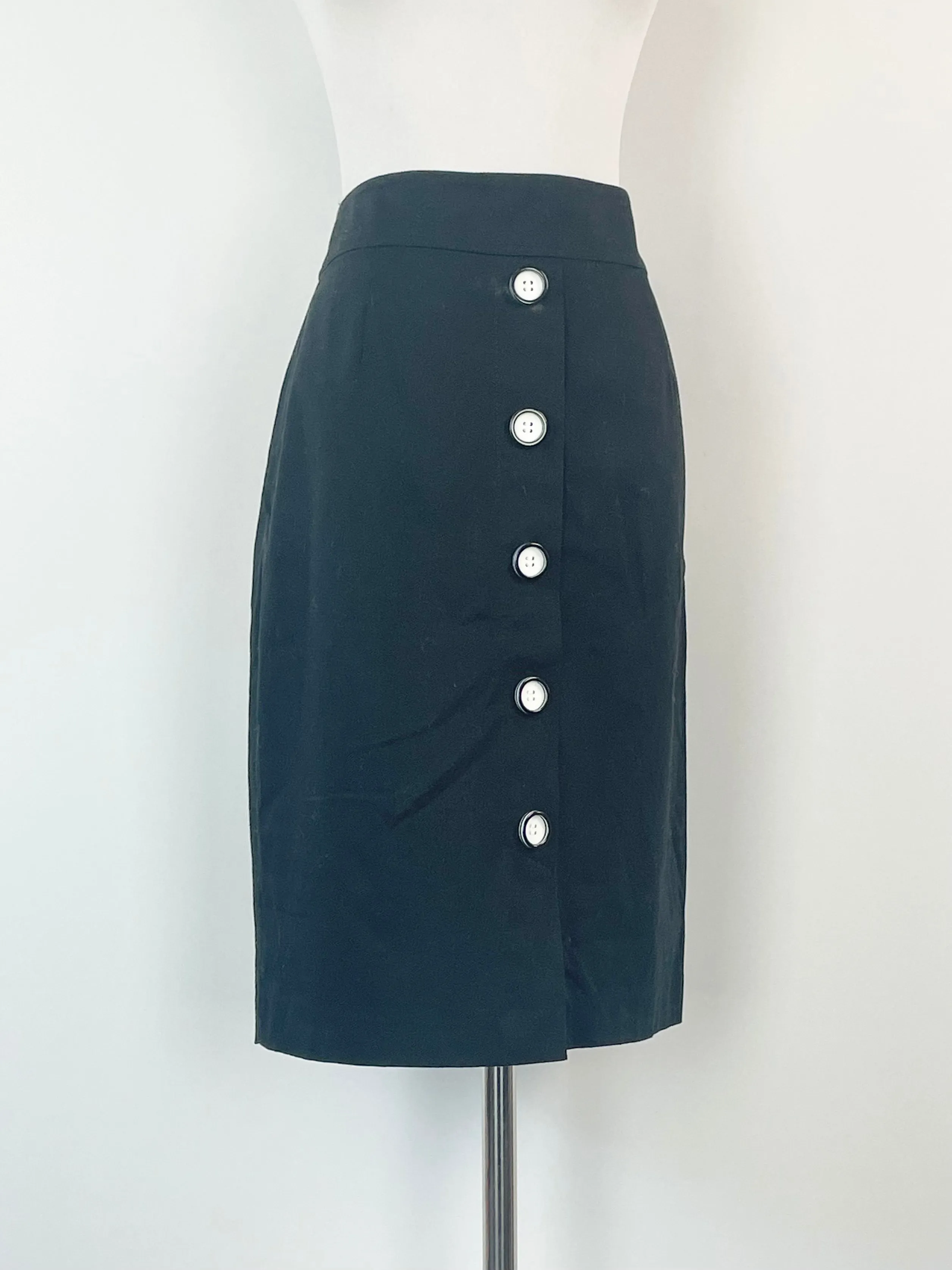 Anthea Crawford Black Button Up Midi Skirt - AU10