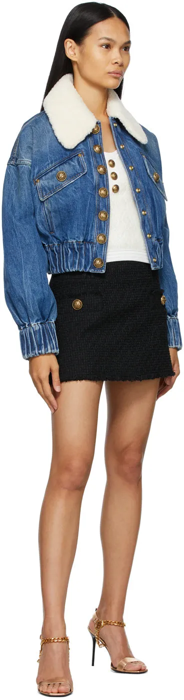 Balmain White Knit Fluffy Diamond Top