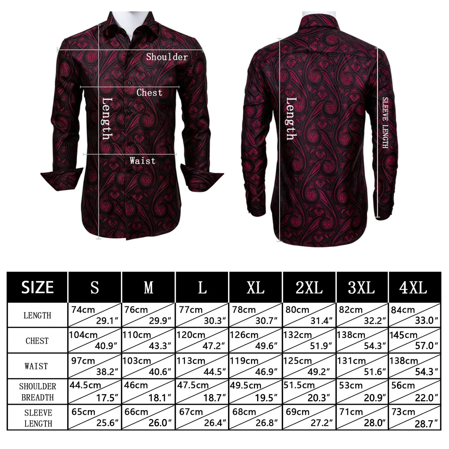 Barry.Wang Orange Blue Green Paisley Shirt Men Long Sleeve Dress Shirt