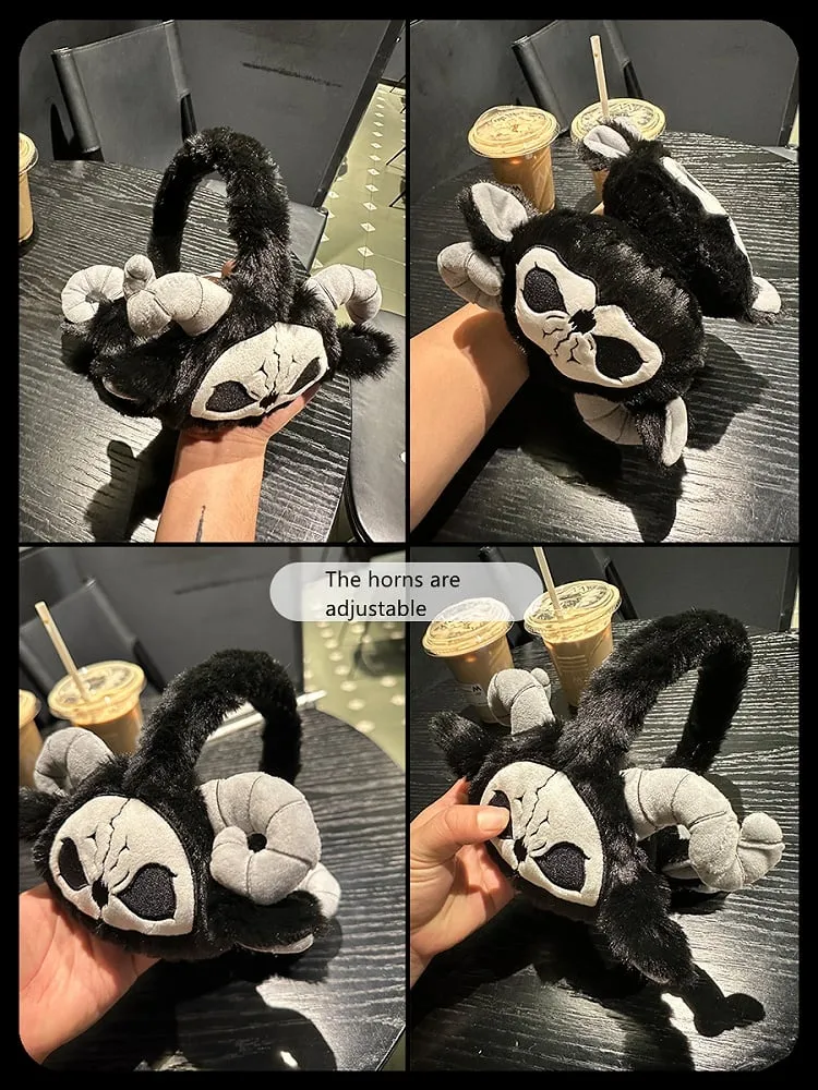 Black and White Grim Reaper Gothic Plush Ear Muffs