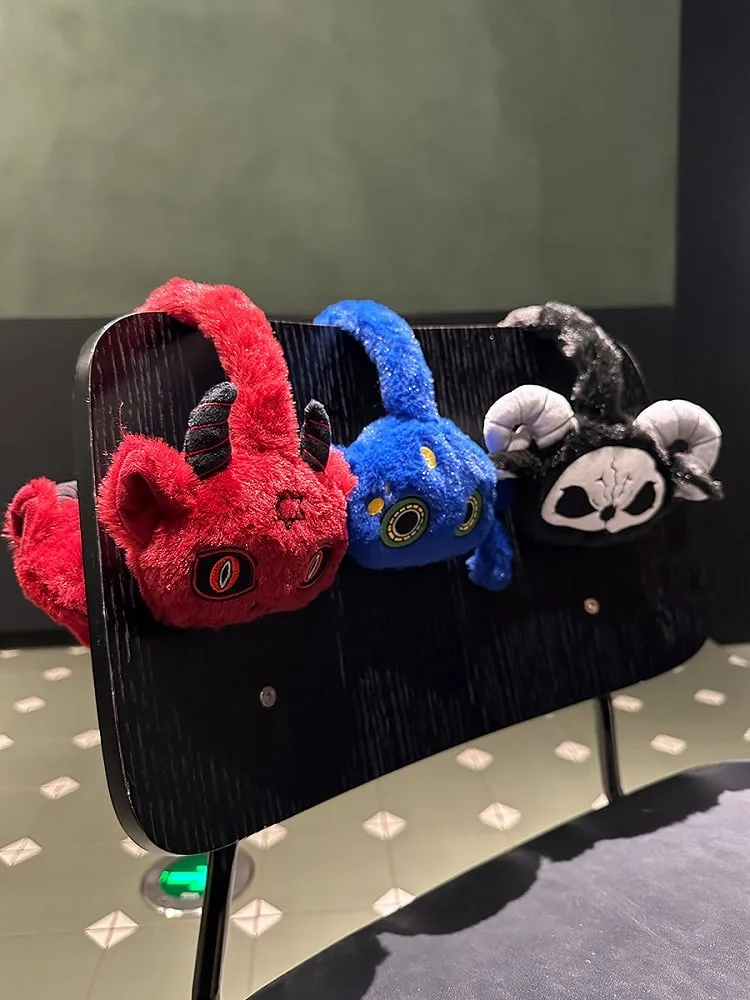 Black and White Grim Reaper Gothic Plush Ear Muffs