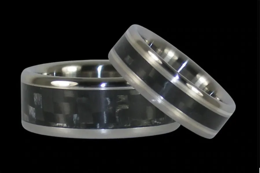 Black Carbon Fiber Titanium Ring Band