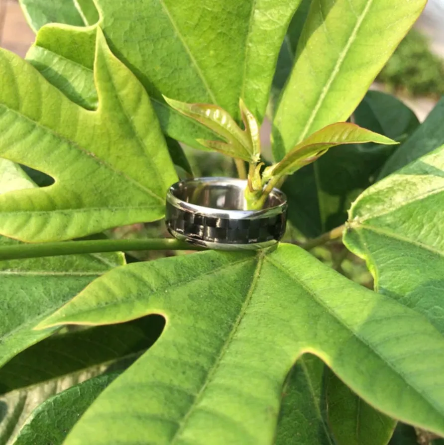 Black Carbon Fiber Titanium Ring Band