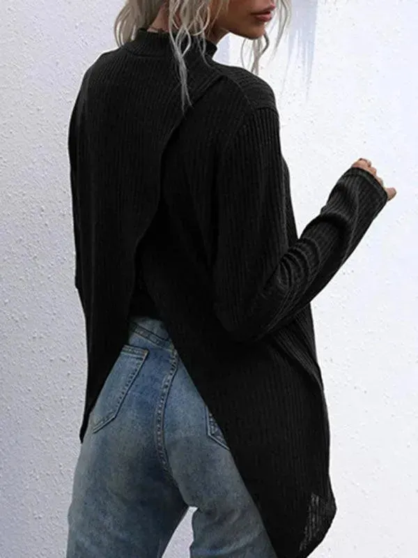 Black Loose Turtleneck Pullover Sweater Women