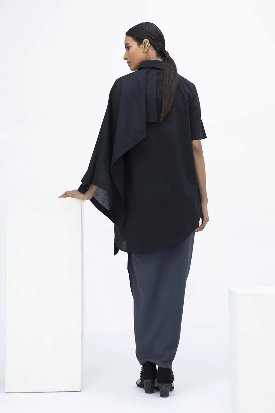 Black Noire Asymmetric Tunic Top