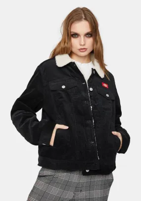Black Sherpa Lined Corduroy Jacket