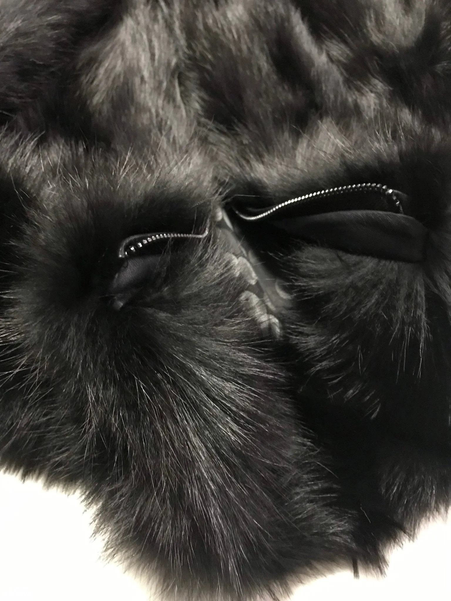 Black Women jacket сoat  fox fur and leather