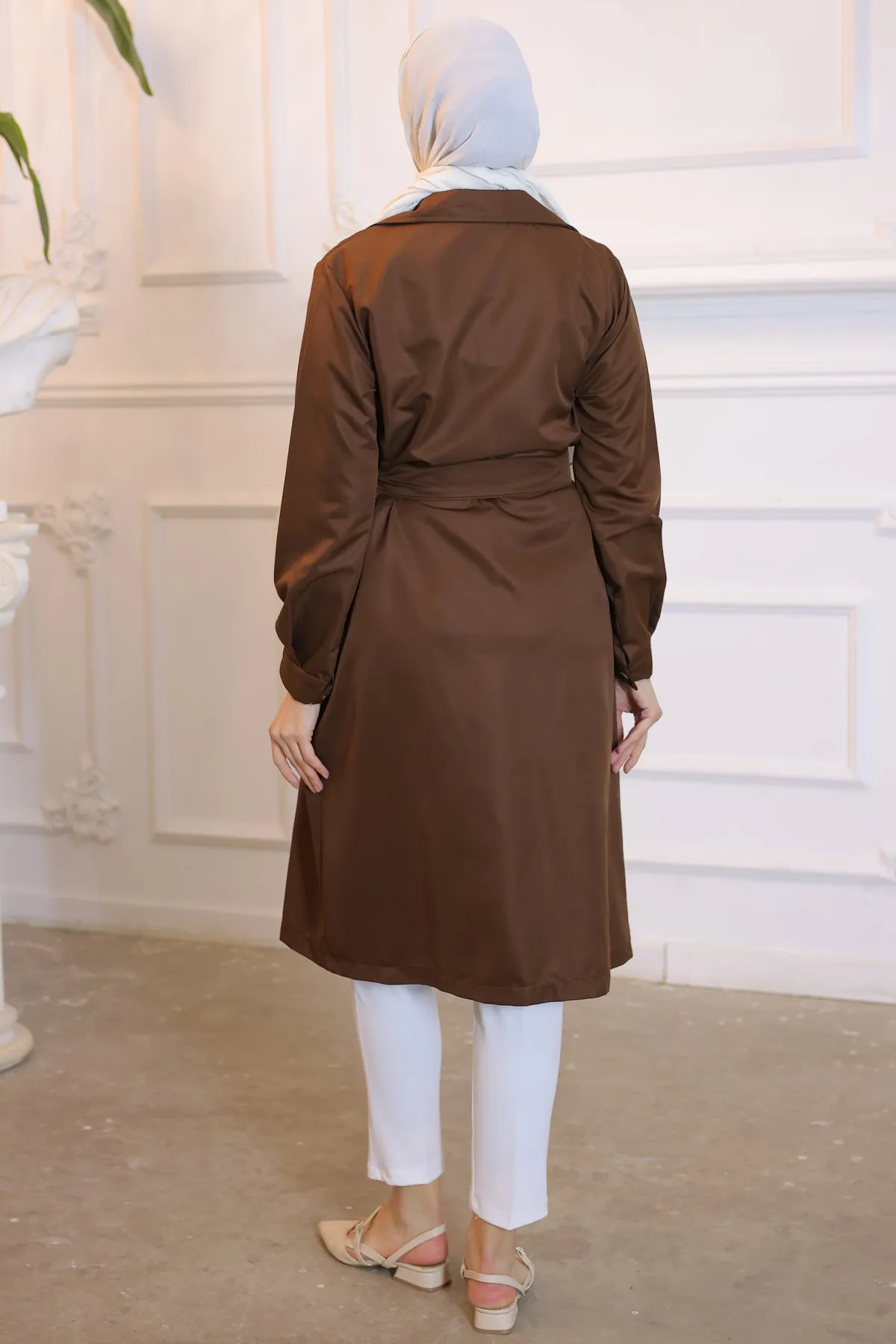 BNG Women Brown Trench Coat for Modest Wear - Clermont