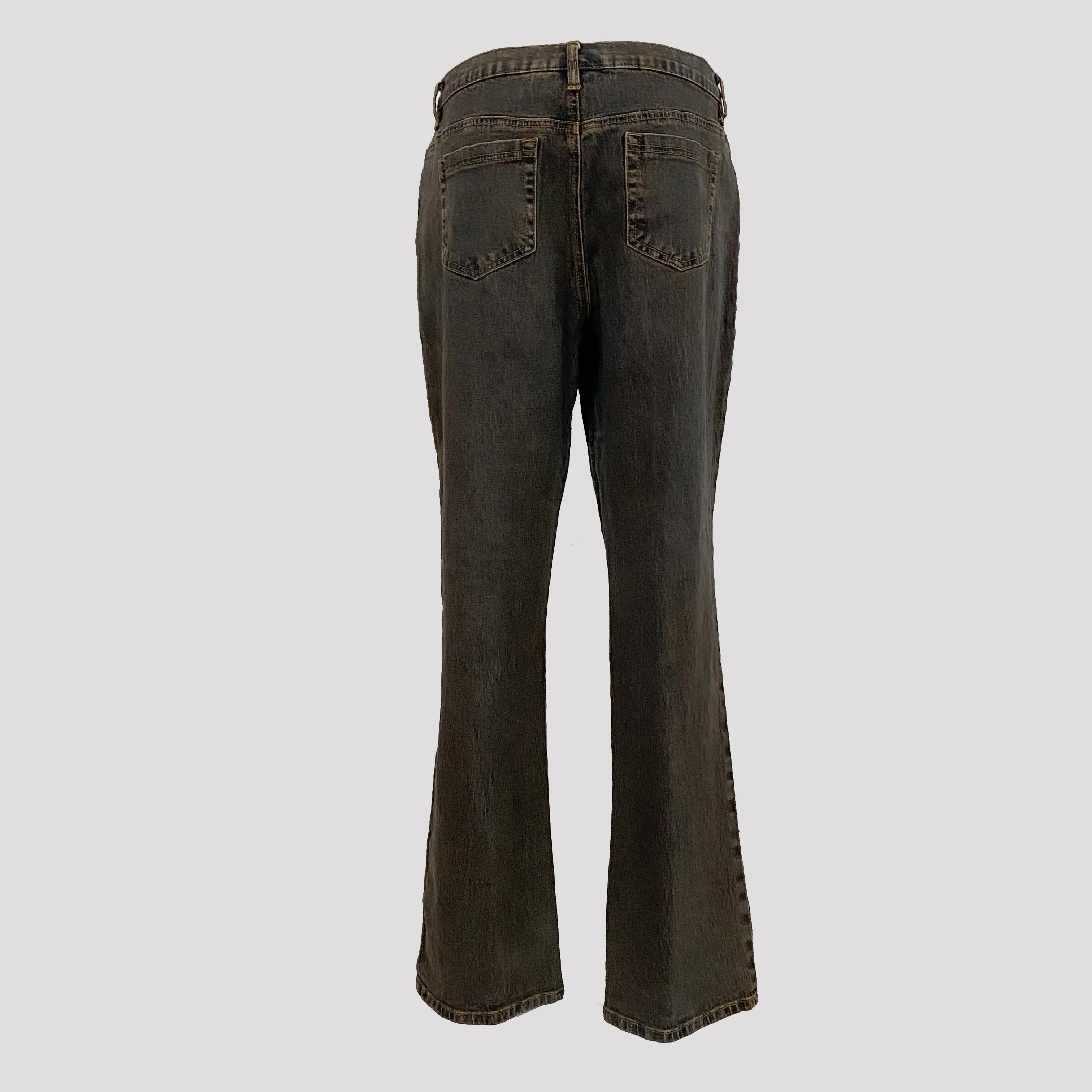 Brown Rose Embroidered Jeans - Large