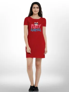 Cats Are Always Party Mood  Printed Comfortable Long T-shirt For Women's
