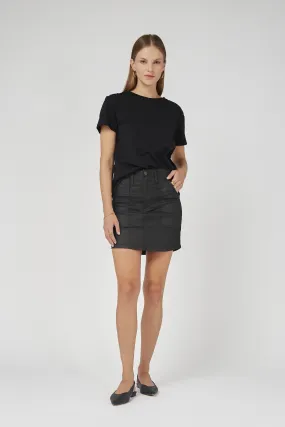 Coated Denim Black Skirt