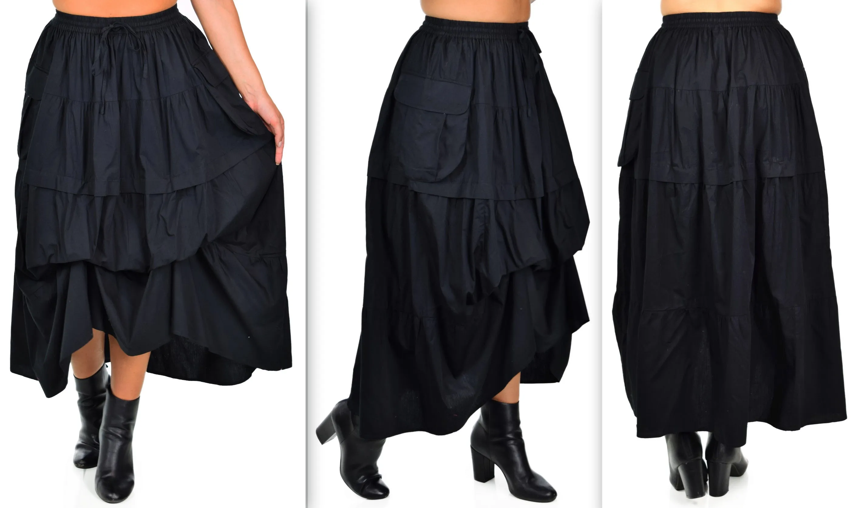 Cotton  skirt,Gathered skirt, Cotton Skirt, Tiered Skirt, Broomstick Skirt, Poof Bottom Skirt,Plus size Skirt, Adjustable Skirt