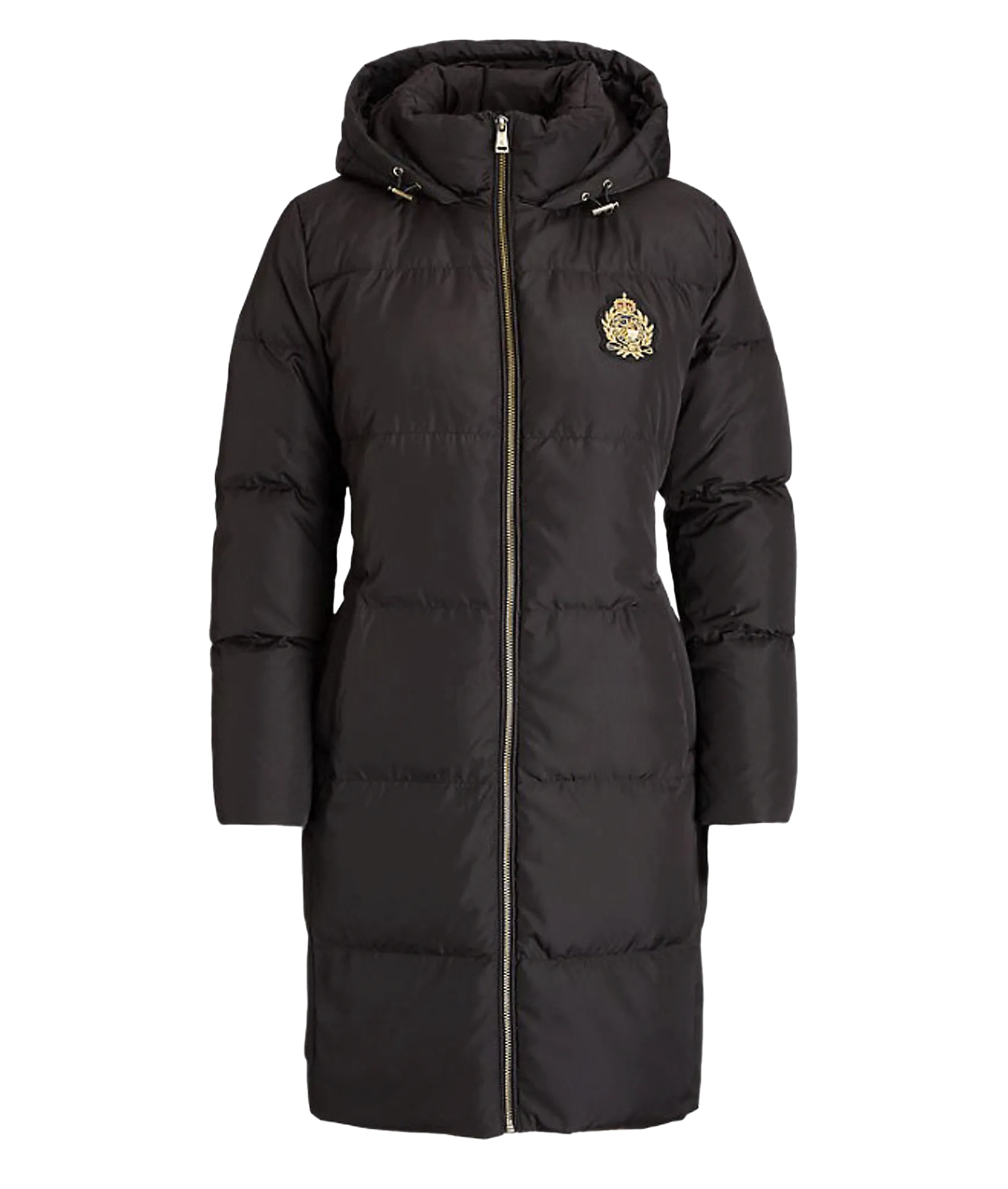 Crest-patch Hooded Down Coat - Black
