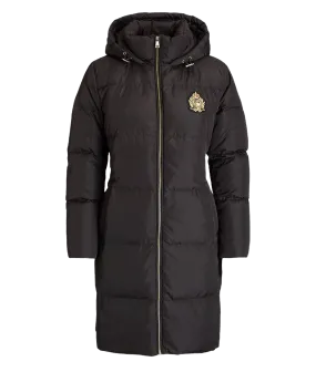 Crest-patch Hooded Down Coat - Black