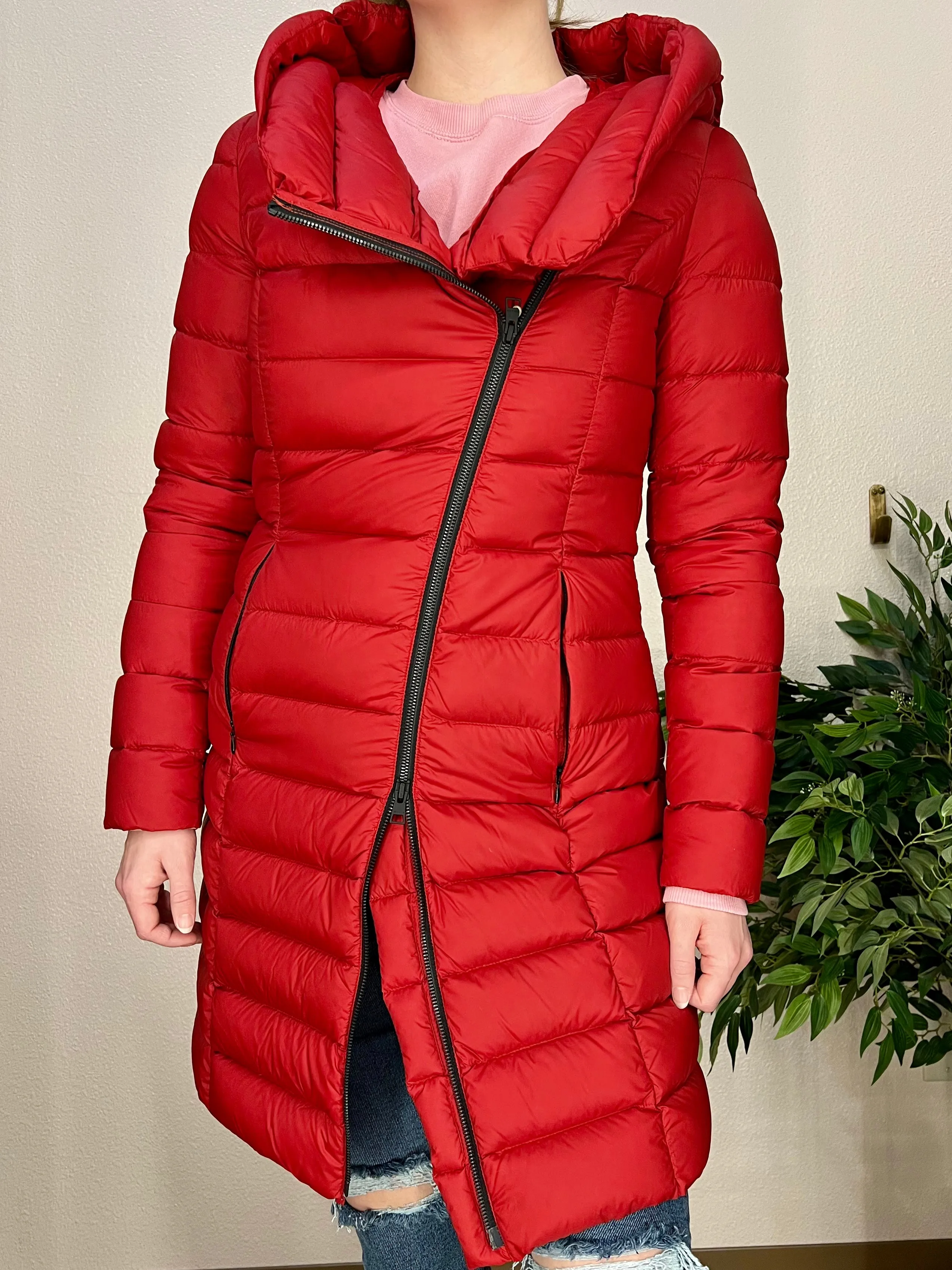 Crimson Red Down Puffy Coat