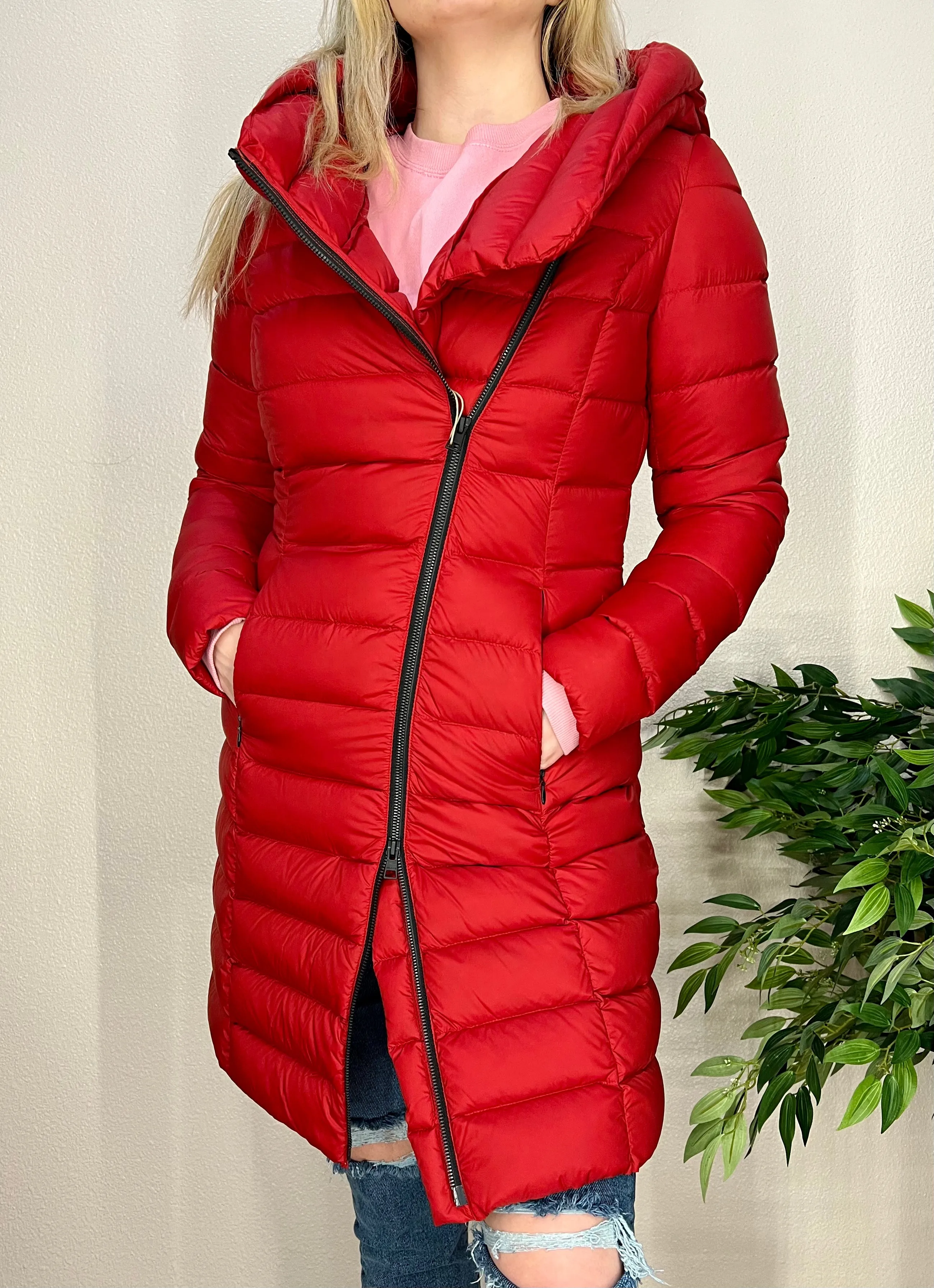 Crimson Red Down Puffy Coat