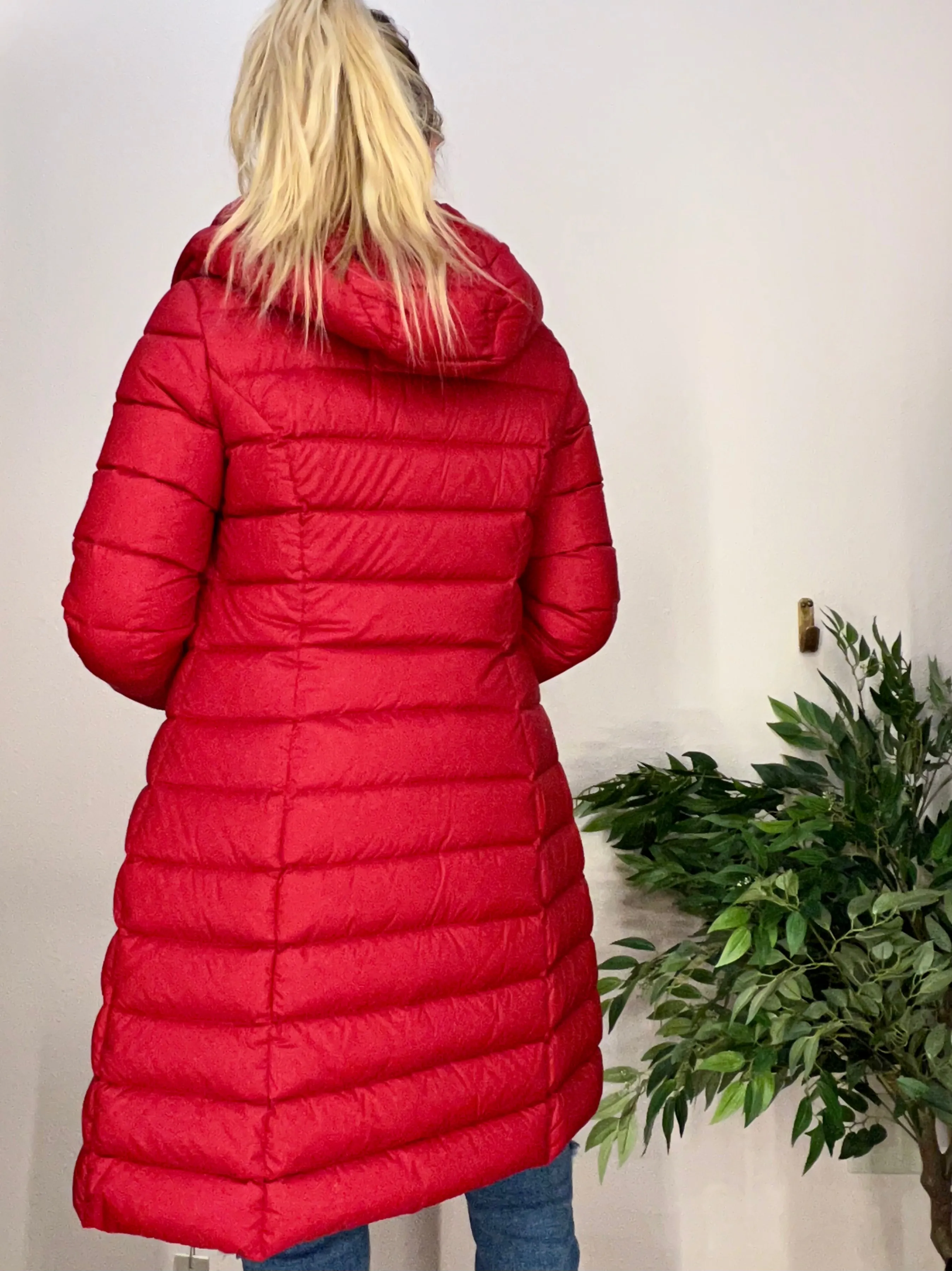Crimson Red Down Puffy Coat