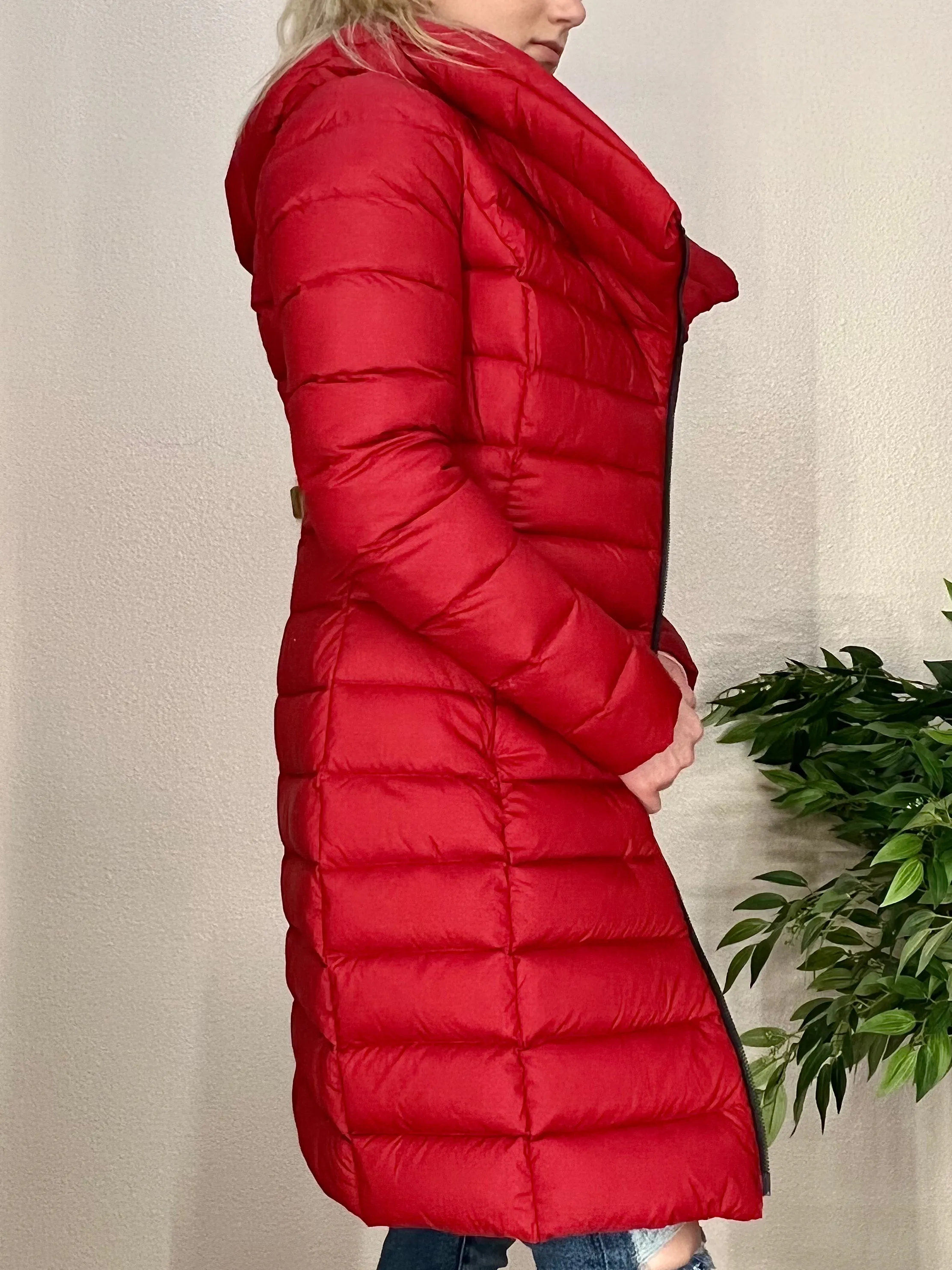 Crimson Red Down Puffy Coat