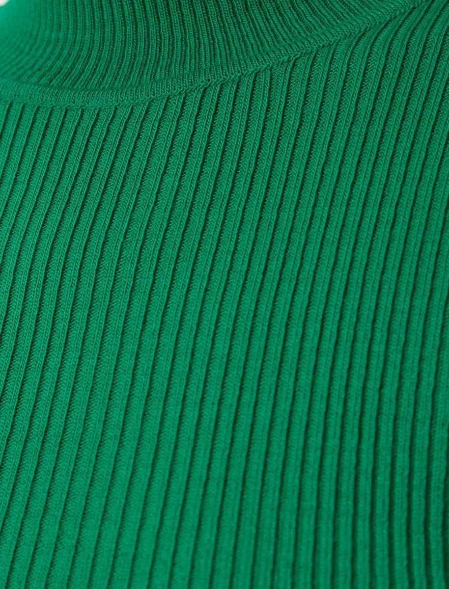 Crop Mock Neck Sweater in Green