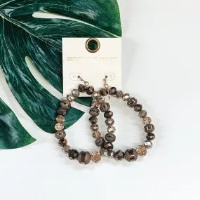 Crystal Beaded Teardrop Earrings in Bronze Mix