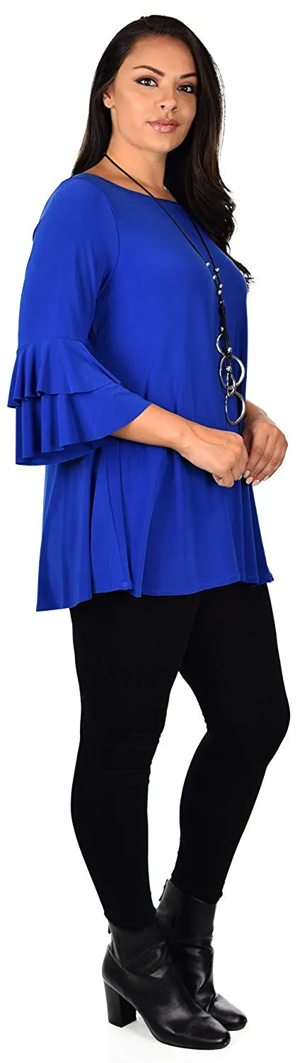 Dare2BStylish Women Plus Size Ruffle Sleeve Chic Tunic Top Blouse Shirt