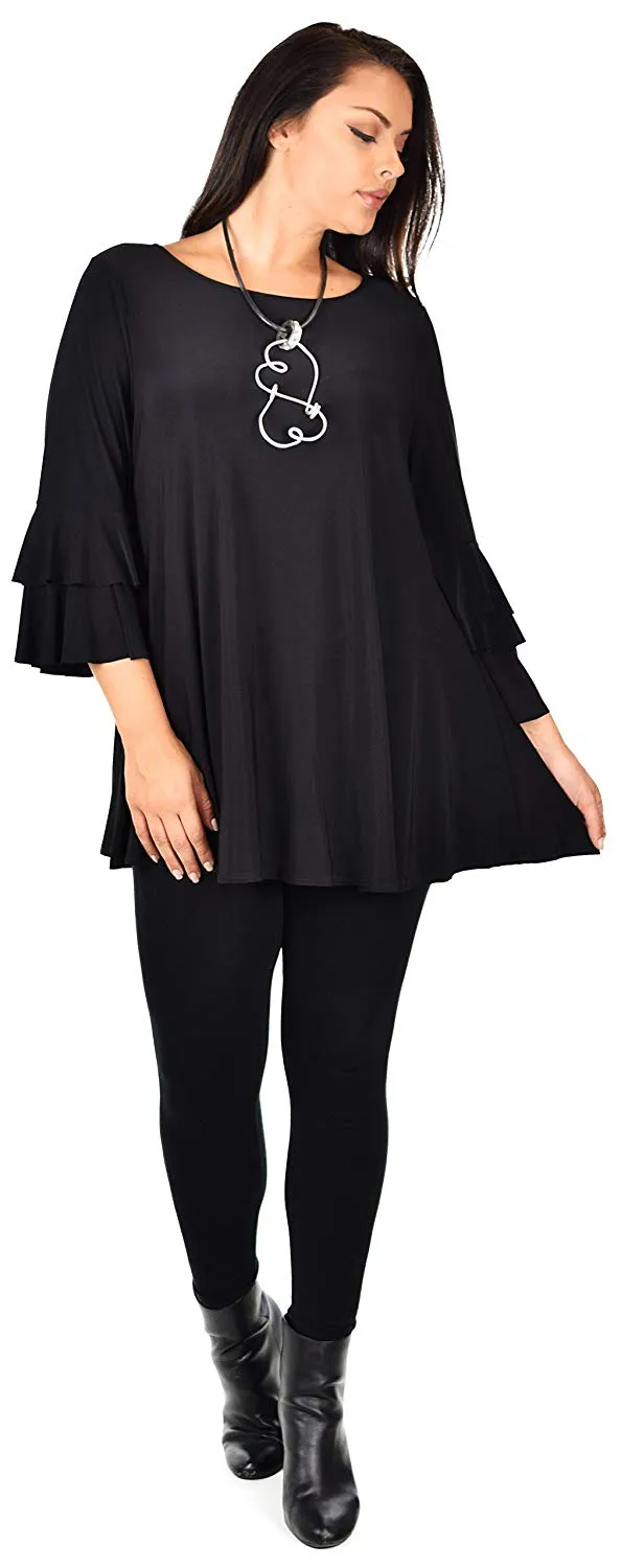 Dare2BStylish Women Plus Size Ruffle Sleeve Chic Tunic Top Blouse Shirt