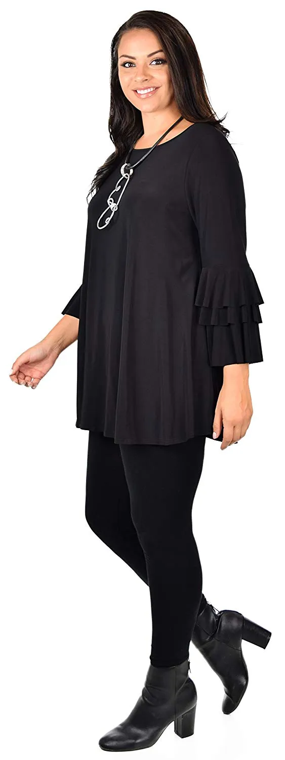 Dare2BStylish Women Plus Size Ruffle Sleeve Chic Tunic Top Blouse Shirt