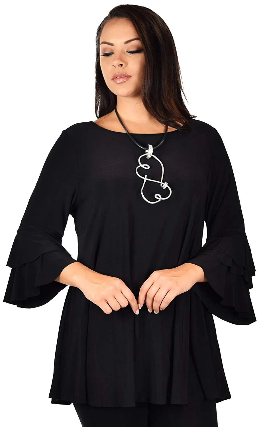 Dare2BStylish Women Plus Size Ruffle Sleeve Chic Tunic Top Blouse Shirt