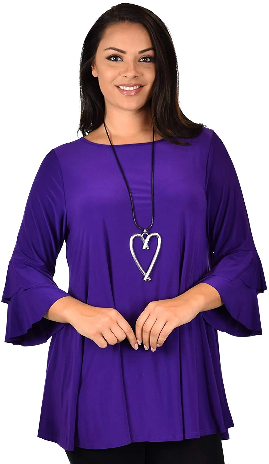 Dare2BStylish Women Plus Size Ruffle Sleeve Chic Tunic Top Blouse Shirt
