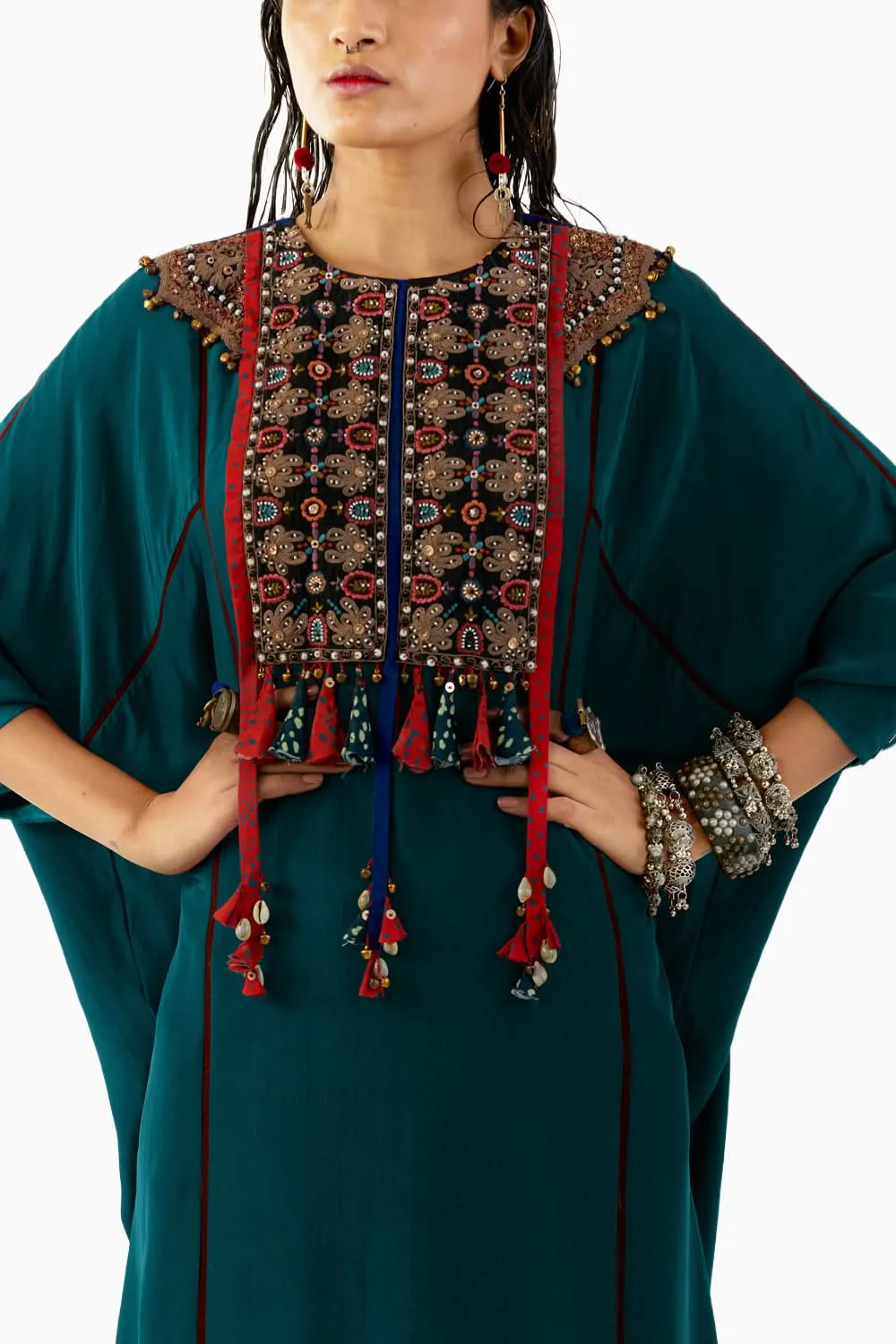 Dark Teal Kuru Trapeeze Tunic and Drape Trouser Set