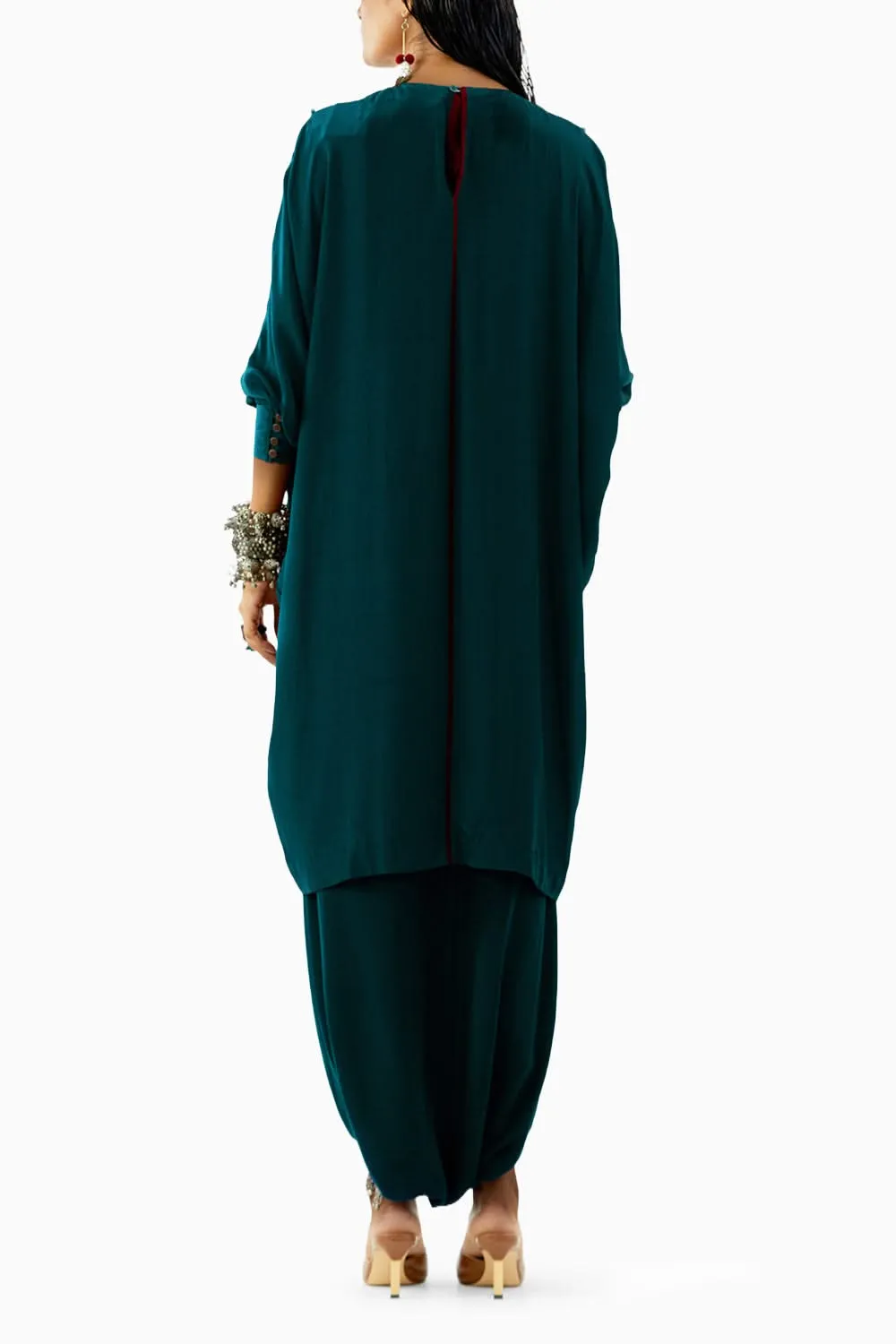 Dark Teal Kuru Trapeeze Tunic and Drape Trouser Set