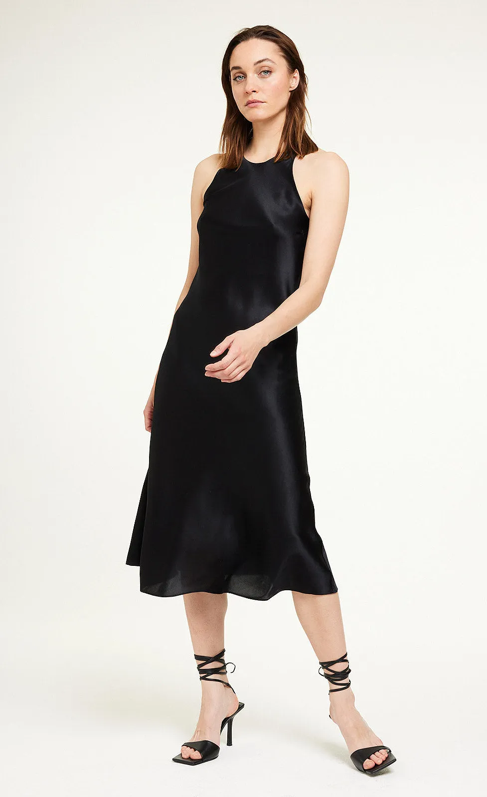 Elsy Slip Silk Dress in Black