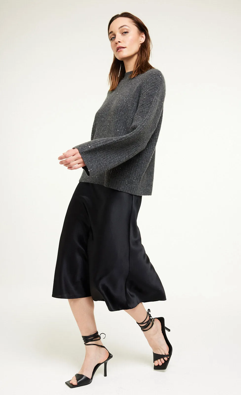 Elsy Slip Silk Dress in Black