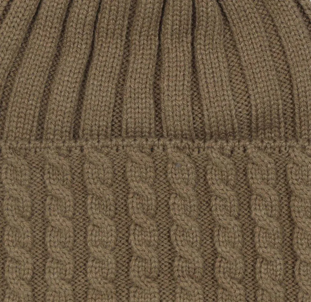 FabSeasons Acrylic Brown Woolen Winter skull cap with Pom Pom for Girls & Women