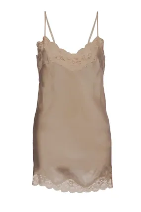 Floral Lace Silk Tunic Camel