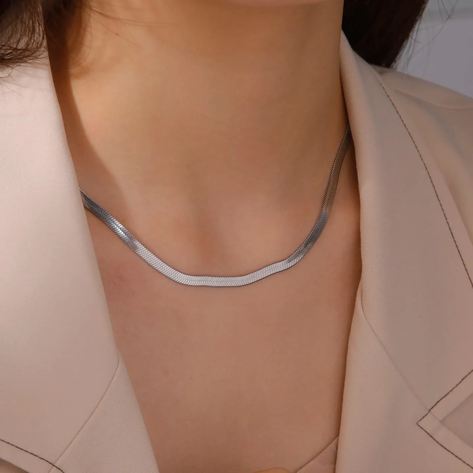Gold Color Stainless Steel Snake Chain Necklace - Anti-Rust, Hypoallergenic, Fade-Resistant Choker Necklace - 2024 Trend Jewelry Gift for women