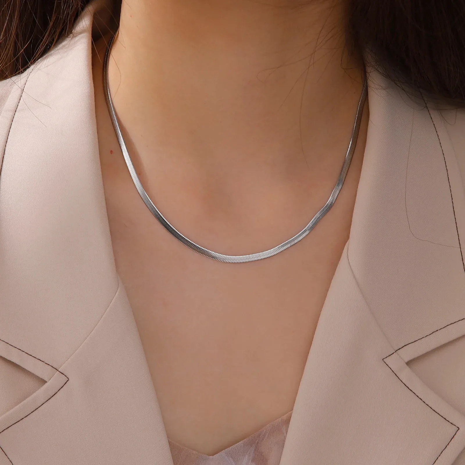 Gold Color Stainless Steel Snake Chain Necklace - Anti-Rust, Hypoallergenic, Fade-Resistant Choker Necklace - 2024 Trend Jewelry Gift for women