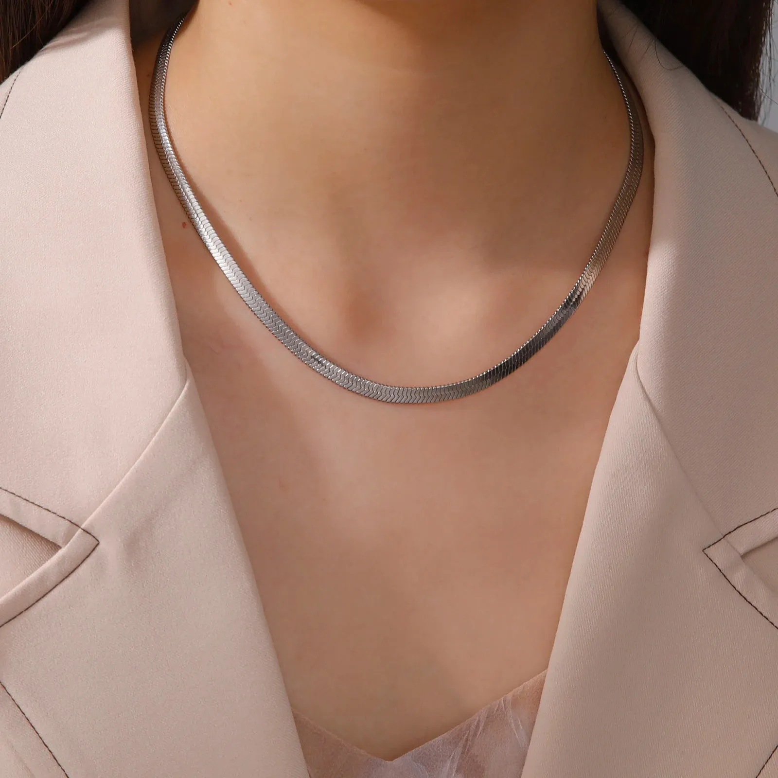 Gold Color Stainless Steel Snake Chain Necklace - Anti-Rust, Hypoallergenic, Fade-Resistant Choker Necklace - 2024 Trend Jewelry Gift for women