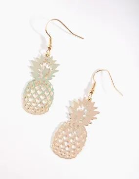 Gold Pineapple Earrings