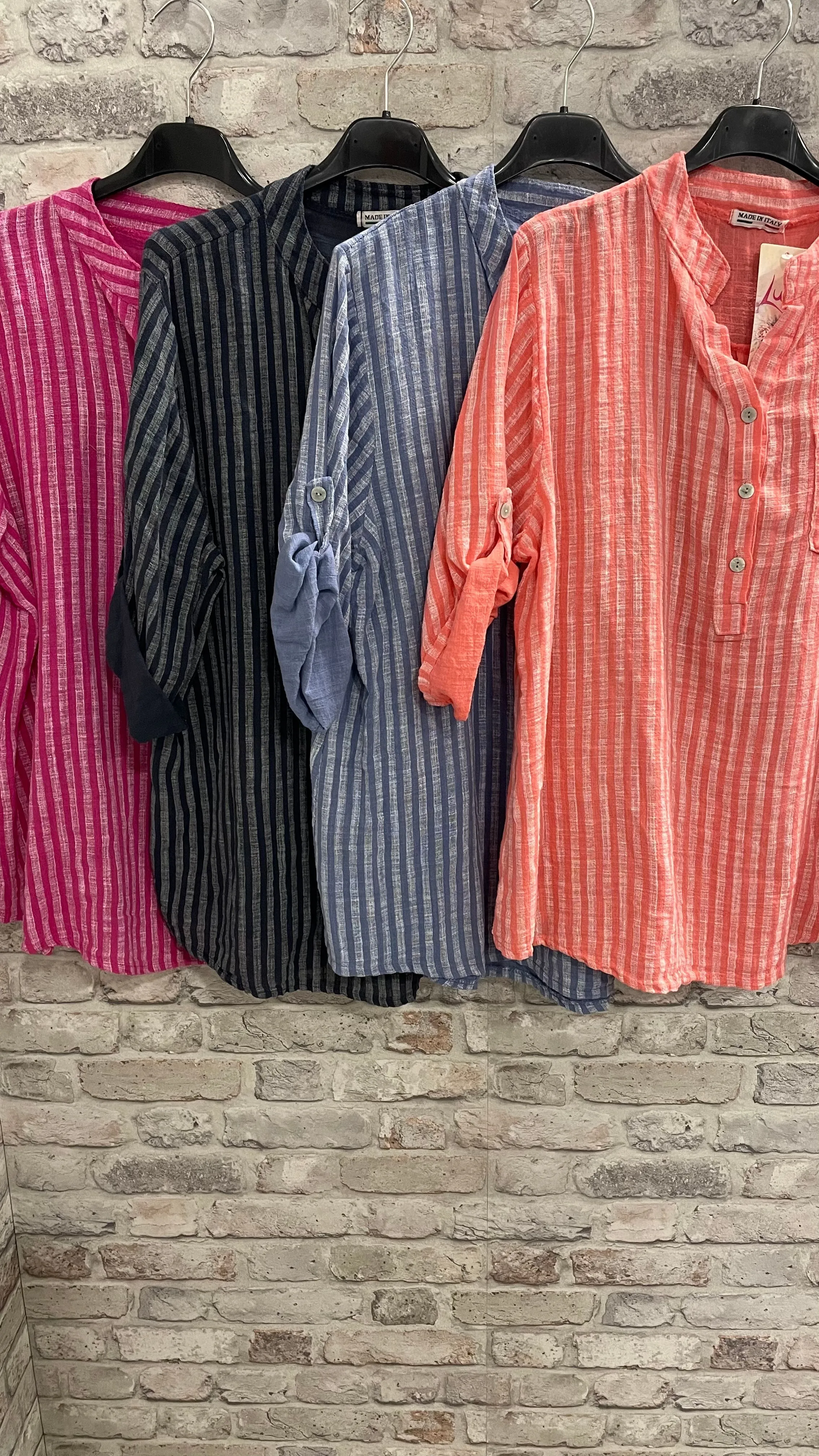 Grandad Collar Stripe Shirt